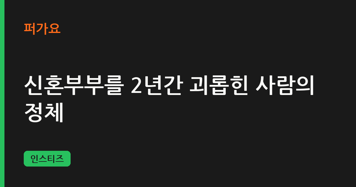 신혼부부를 2년간 괴롭힌 사람의 정체 삽화